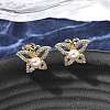 Butterfly Brass Micro Pave Clear Cubic Zirconia Stud Earrings EJEW-C154-03G-1