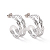 Non-Tarnish 304 Stainless Steel Double Layer C-shape Stud Earrings EJEW-G326-01P-1