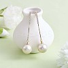 Clear Cubic Zirconia Tassel with Imitation Pearl Dangle Stud Earrings JE1050A-7