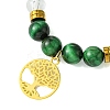 10mm Round Dyed Natural Green Tiger Eye & Acrylic Beaded Stretch Bracelets BJEW-JB10581-3