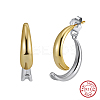 925 Sterling Silver Two Tone Teardrop Stud Earrings EJEW-H167-03GP-2