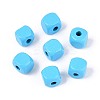 Spray Painted Wooden Beads WOOD-P021-01B-26-1