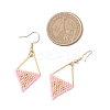 Handmade Glass Seed Beads Rhombus Dangle Earrings EJEW-MZ00542-04-4