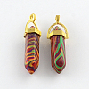 Malachite Stone Pendants with Alloy Findings G-R278-16G-1