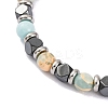 Synthetic Shoushan Stone & Synthetic Hematite Round Beaded Bracelet BJEW-P339-02P-07-2