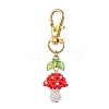 Handmade Glass Seed Mushroom with Acrylic Leaf Pendant Decorations HJEW-MZ00104-3