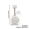Shiny Sunflower Brass Full Crystal Rhinestone Belly Button Rings AG8892-3-1