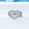 Brass Micro Pave Clear Cubic Zirconia Cuff Rings for Women RJEW-G347-01P-2