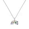 Rainbow 925 Sterling Silver Micro Pave Cubic Zirconia Pendant Necklaces for Women NJEW-F338-06P-2