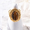 Oval Natural Tiger Eye Finger Rings RJEW-M063-01G-11-4