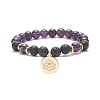 Natural & Synthetic Mixed Gemstone Beaded Stretch Bracelet BJEW-JB09312-3