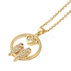 Brass Micro Pave Clear Cubic Zirconia Pendant Necklaces for Women NJEW-S429-05G-02-1