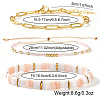 3Pcs 3 Styles 304 Stainless Steel Paperclip Chain Bracelets & Glass Seed Bead Stretch & Slider Bracelets for Women SL8246-1-3