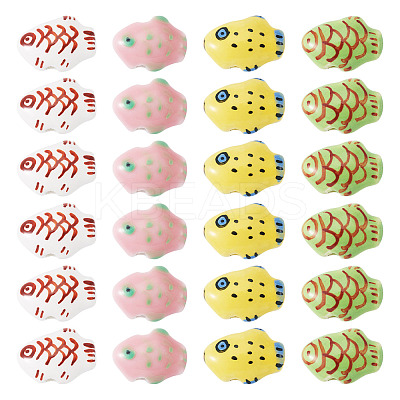 24Pcs 4 Colors Handmade Porcelain Beads PORC-TA0001-20-1