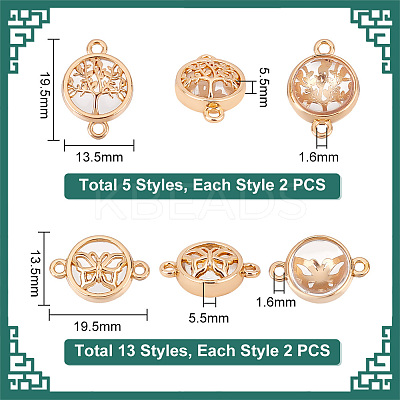 36pcs 18 styles Glass Connector Charms GLAA-PH0002-85-1