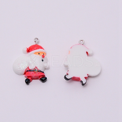 Opaque Resin Pendants with Platnium Tone Iron Accessories RESI-WH0014-18-1