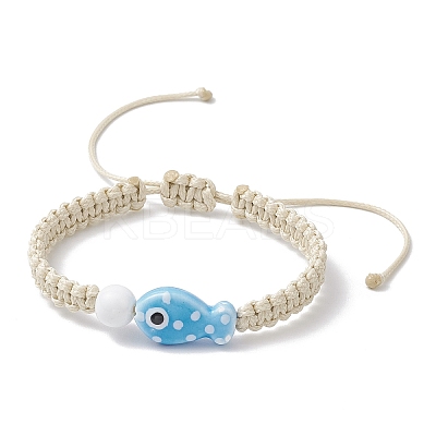 3Pcs Adjustable Handmade Porcelain Beads Braided Bead Bracelets for Children BJEW-JB11969-1
