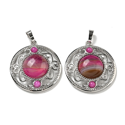 Natural Banded Agate Dyed Pendants G-Q158-03V-1