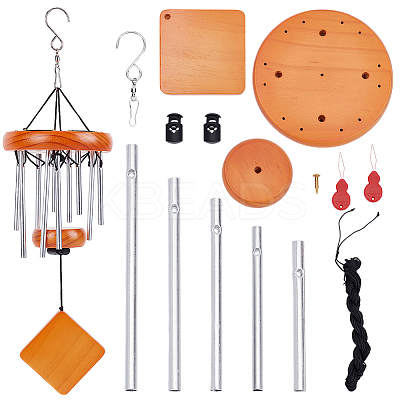 DIY Wood & Aluminium Round Tube Wind Chime Making Kits DIY-PH0023-72A-1