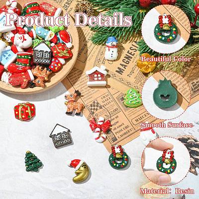 48Pcs 24 Styles Christmas Theme Opaque Resin Cabochons RESI-CJ0004-82-1