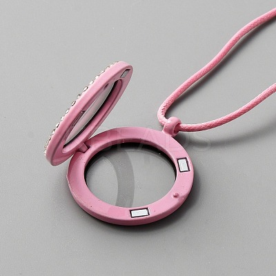 Blank Living Floating Memory Crystal Rhinestone Flat Round Locket Necklace NJEW-WH0002-12D-1