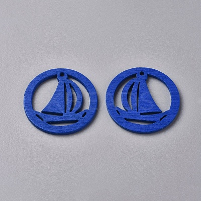 Nautical Theme Wood Pendants WOOD-WH0100-05-1