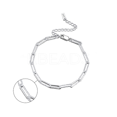 Rhodium Plated 925 Sterling Silver Paperclip Chain Bracelets BJEW-I314-055P-1