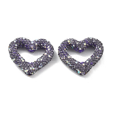 Heart Shape Polymer Clay Rhinestone Beads CLAY-NH0001-09B-03-1