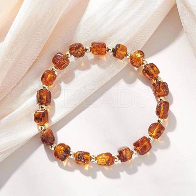 Natural Amber Beads Stretch Bracelets for Women BJEW-JB13254-1