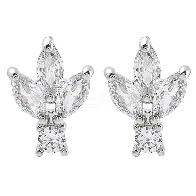 Brass Clear Cubic Zirconia Stud Earring Findings KK-A238-02B-P-1