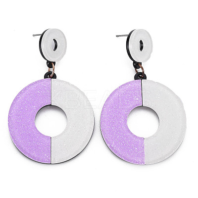 Large Flat Round Dangle Stud Earrings for Girl Women KY-Q058-091-1