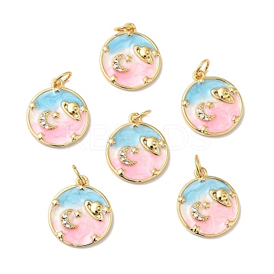 Rack Plating Brass Micro Pave Cubic Zirconia Pendants X-KK-H431-09G-B-1