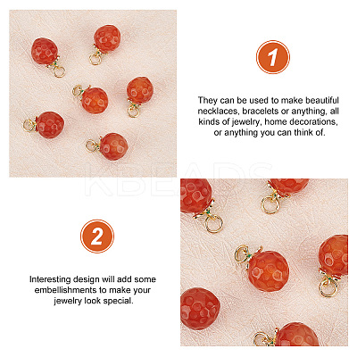 6Pcs Natural Agate Peach Charms G-OC0004-36-1