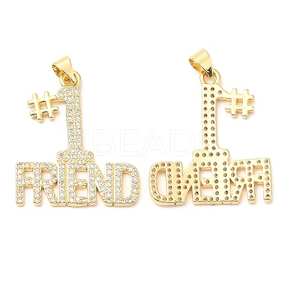 Rack Plating Brass Micro Pave Cubic Zirconia Pendants KK-A185-15G-1