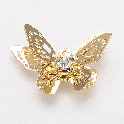 Brass Micro Pave Cubic Zirconia Pendants KK-F731-22G-1