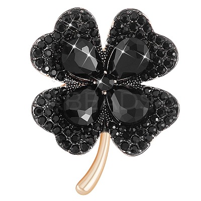 Cubic Zirconia Clover Brooch Pin JBR105F-1