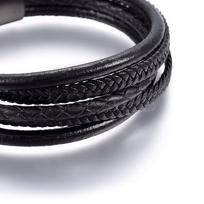 Leather Cord Multi-strand Bracelets BJEW-G603-36B-1