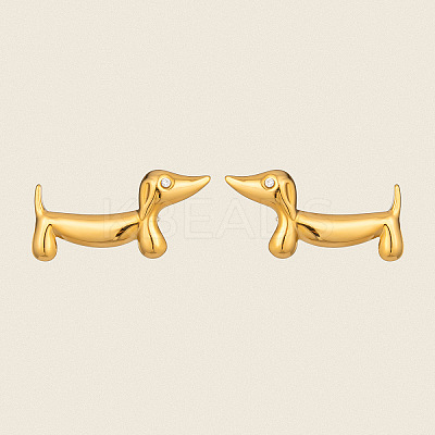 304 Stainless Steel Dog Stud Earrings for Women UX9475-1