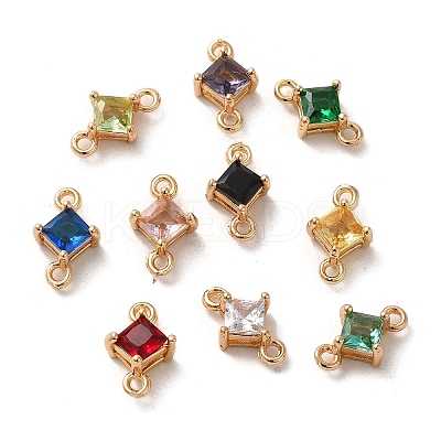 Brass Pave Cubic Zirconia Connector Charms ZIRC-P114-13KCG-1
