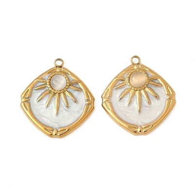 304 Stainless Steel Cat Eye Pendants STAS-V015-46G-1