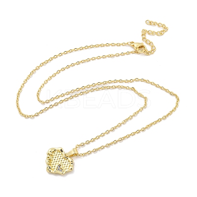 Heart Brass Micro Pave Clear Cubic Zirconia for Women NJEW-B100-07G-1
