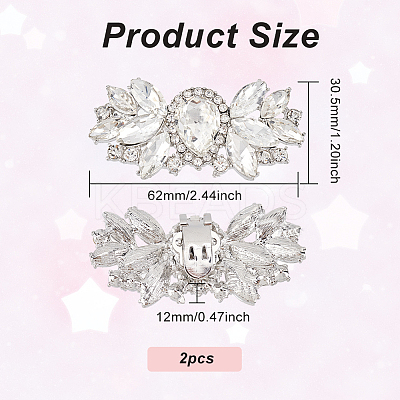 2Pcs Alloy Rhinestone Shoe Decorations AJEW-FG0003-73B-1