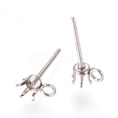 Non-Tarnish 304 Stainless Steel Post Stud Earring Settings STAS-L238-026F-P-1