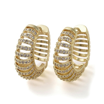 Brass Micro Pave Cubic Zirconia Hoop Earrings EJEW-H308-03G-1