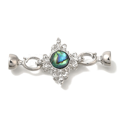 Brass & Abalone & Shell Fold Over Clasps KK-K389-131P-1