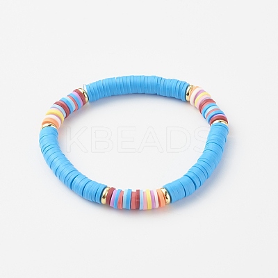 Handmade Polymer Clay Heishi Beads Stretch Bracelets BJEW-JB0001-CPQ-1