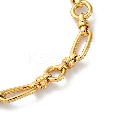 Ion Plating(IP) 304 Stainless Steel Oval & Ring Link Chain Necklaces for Women LS-NJEW-D056-02G-1