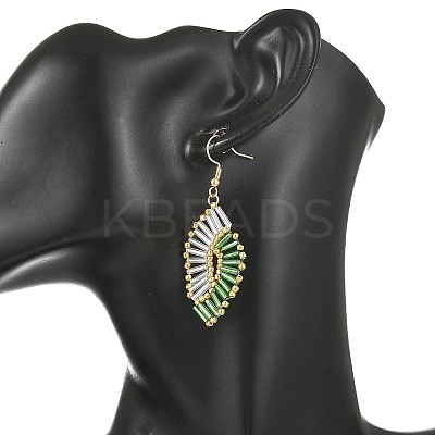 Glass Braided Beads Dangle Earrings EJEW-MZ00746-02-1