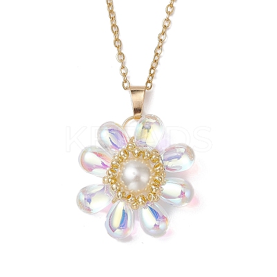 Glass & Glass Pearl Beads Pendants Necklaces for Women NJEW-MZ00106-05-1