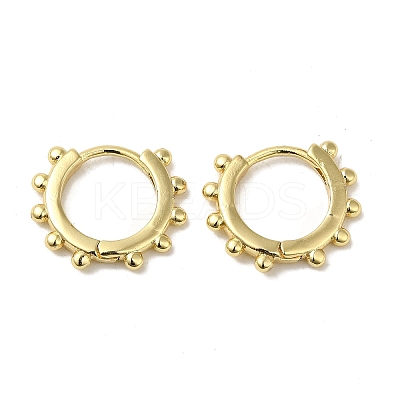 Granulated Ring Brass Huggie Hoop Earrings for Women EJEW-C097-06A-G-1